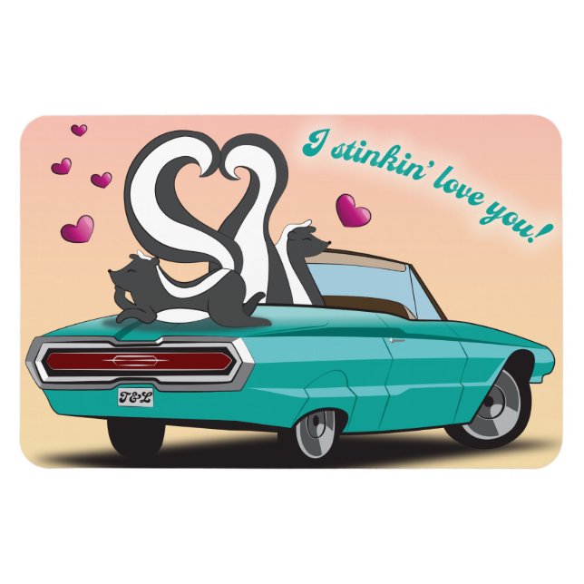 Skunk Valentines Dag Magnet (Horisontell)