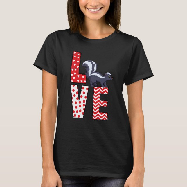 Skunk Valentines day Kärlek Valentine Cute Hearts T Shirt (Framsida)