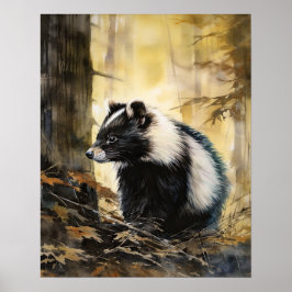 Skunk Woodland Animal Art Print Poster
