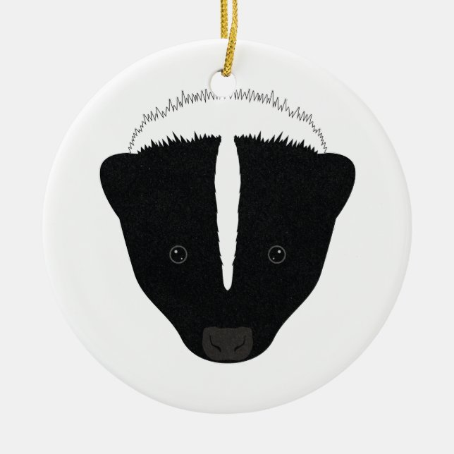 Skunkansikte Julgransprydnad Keramik (Framsidan)