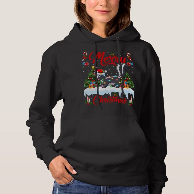 Skunks Älskare Julafton Lighting Santa Hat Skunks  T Shirt (Framsida)