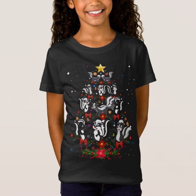 Skunks Julafton Träd Gift Santa Hat Skunks jul T Shirt (Framsida)