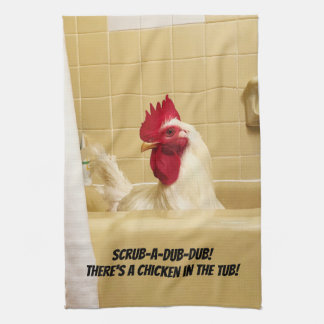 Skura-en-dub-dub! Det finns en höna i bada! Kökshandduk