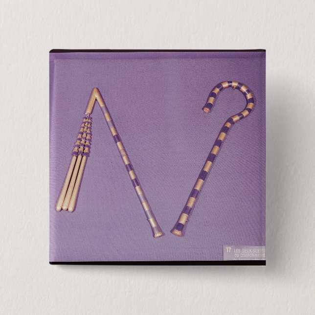 Skurk och flail, från graven av Tutankhamun Knapp (Framsida)