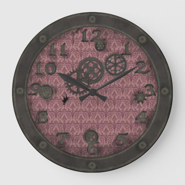 Skurkrollen brons Steampunk hyttventilrosor Stor Klocka (Framsida)