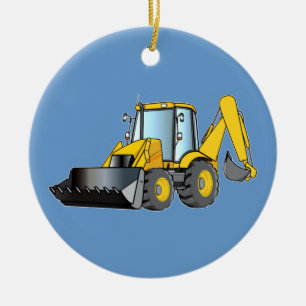Skurkrollutrustning: Backhoe Julgransprydnad Keramik