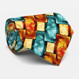 Skurna och färgade cyan orange rektangulära platto slips