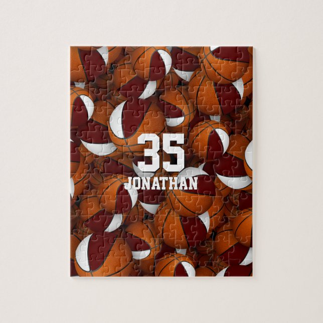 Skurnvita basketpojkar färger pussel (Vertikal)