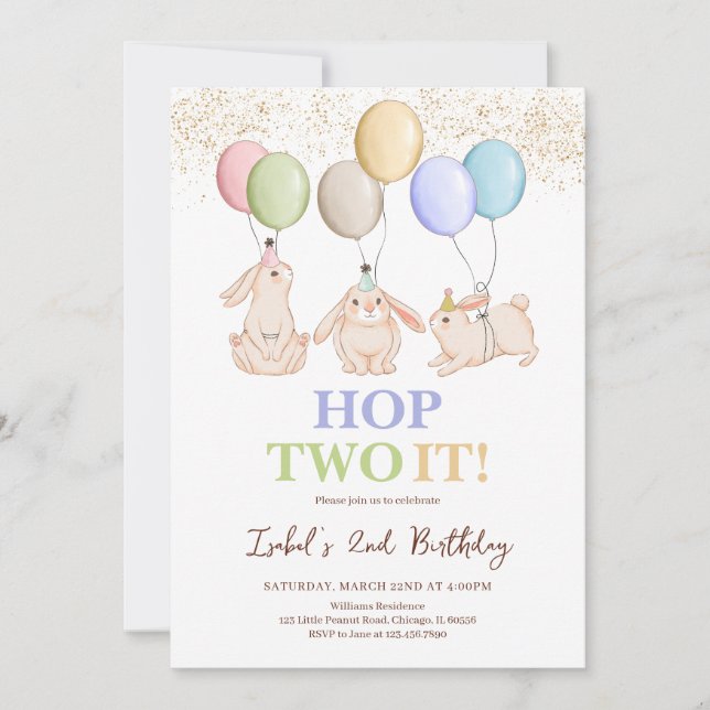 Skutt 2 IT Påsk 2:a födelsedagen Inbjudningar (Framsida)