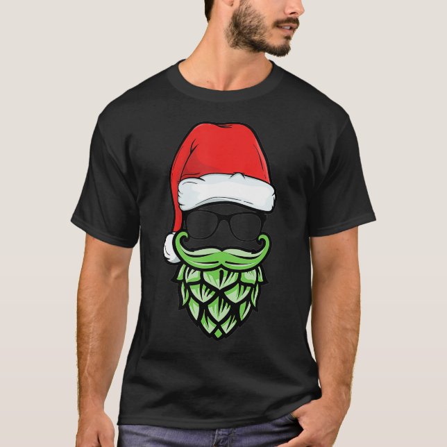 Skutt Beard Hipster Santa Beer Älskare T Shirt (Framsida)