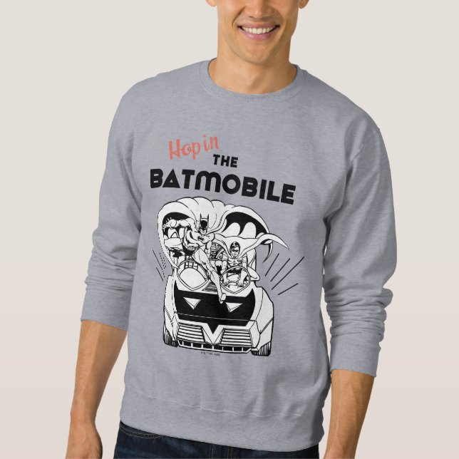 Skutt i Batmobile Lång Ärmad Tröja (Framsida)