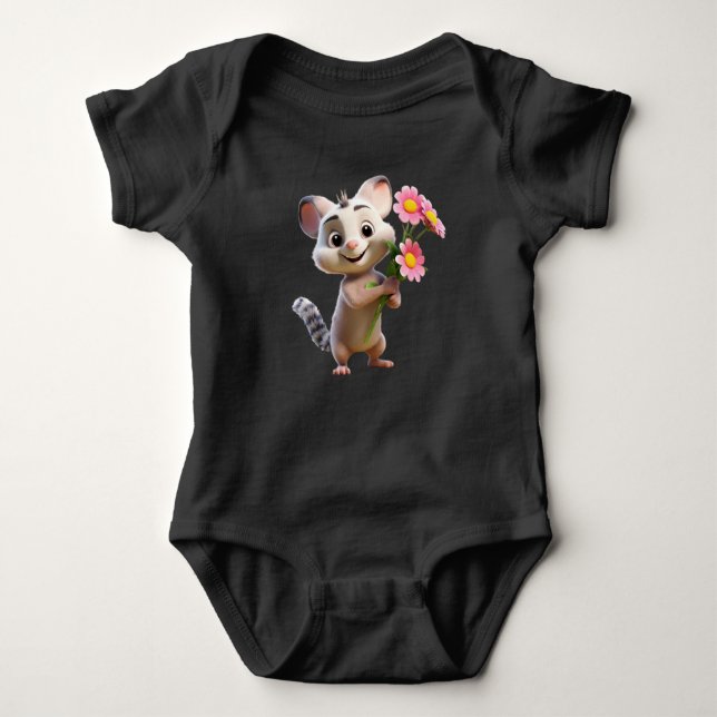 Skutt Into Cuteness Rabbit Baby Bodykostym T Shirt (Framsida)