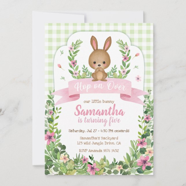 Skutt över | Cute Bunny Birthday Inbjudningar (Framsida)