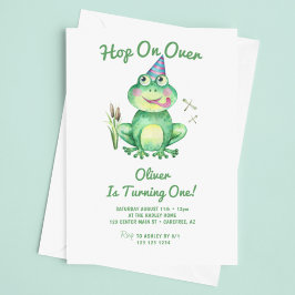 Skutt över Grönten Frog 1:a födelsedag Inbjudningar
