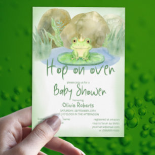 Skutt över vattenfärgsprinsessan Frog Baby Shower Inbjudningar