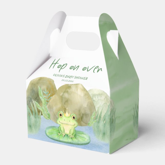 Skutt över vattenfärgsprinsessan Frog Baby Shower Presentaskar (Baksidan Sidan)