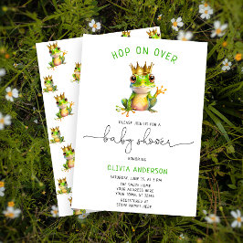 Skutt på över cute Frog Prince Shower Inbjudningar