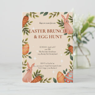 Skutt på Över Påsk Brunch Egg Hunt Bunny Blommigt Inbjudningar