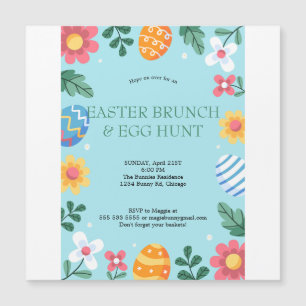 Skutt på Över Påsk Brunch Egg Hunt Bunny Blommigt Magnetisk Inbjudningskort