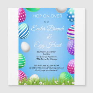 Skutt på över Påsk Brunch Egg Hunt Bunny Cute Magnetisk Inbjudningskort