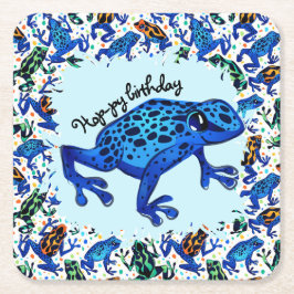 Skutt-py Birthday Tropical Frog Drink Coasters Underlägg Papper Kvadrat