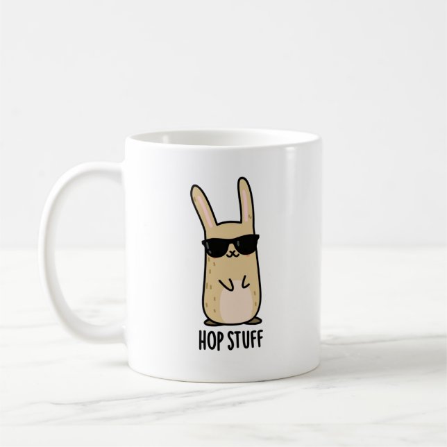 Skutt Saker Funny Bunny Rabbit Pun Kaffemugg (Vänster)