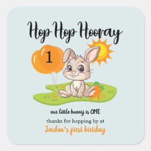 Skutt Skutt Hooray Cute Ungefär 1:a födelsedag Fyrkantigt Klistermärke