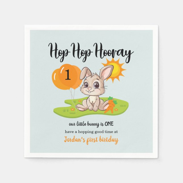 Skutt Skutt Hooray Cute Ungefär 1:a födelsedag Pappersservett (Framsidan)