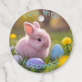 Skutt till lycka - Fluffy Rosa Bunny Påsk Gåvor Etiketter