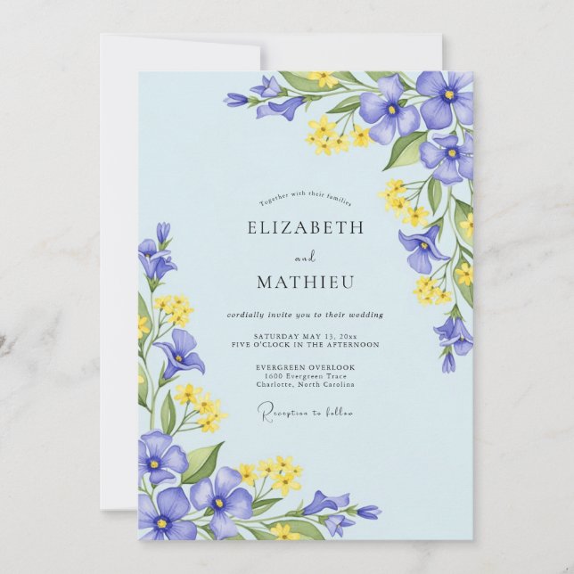 Sky Blue Airy Spring Wedding Inbjudningar (Framsida)