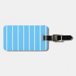 Sky Blue and White Summer Stripes Bagagebricka