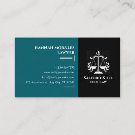 Sky Blue & Black Minimalist Attorney Modern Lawyer Visitkort