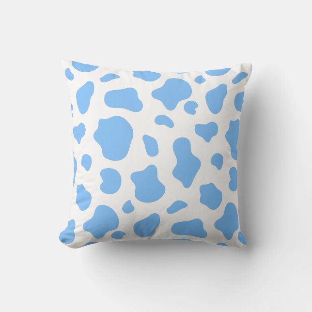 Sky Blue Cow Print Decorative Pillow Kudde (Framsida)