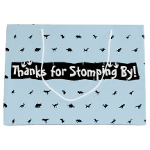 Sky Blue Dinosaur Favor Bags: Black Dino-utskrift