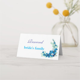 Sky Blue Floral Wedding Folded Place Card Placeringskort