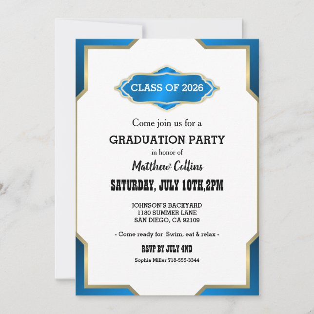 Sky Blue Graduation Invitation Inbjudningar (Framsida)