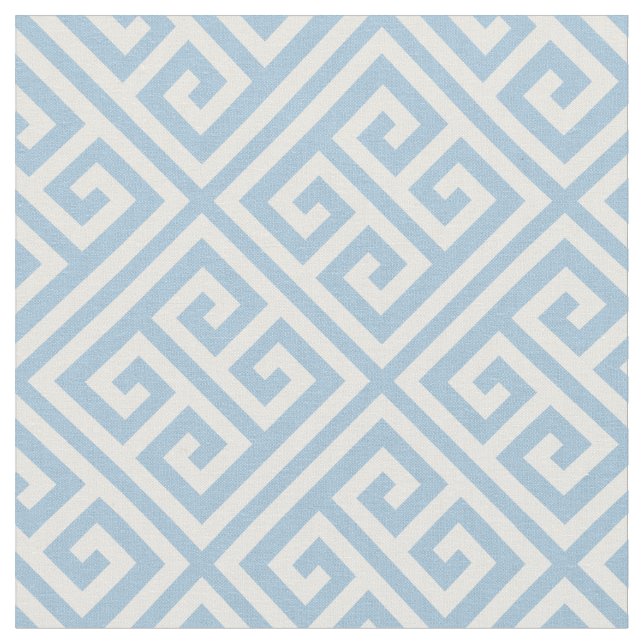 Sky Blue Greek Key Pattern Tyg (Närbild)