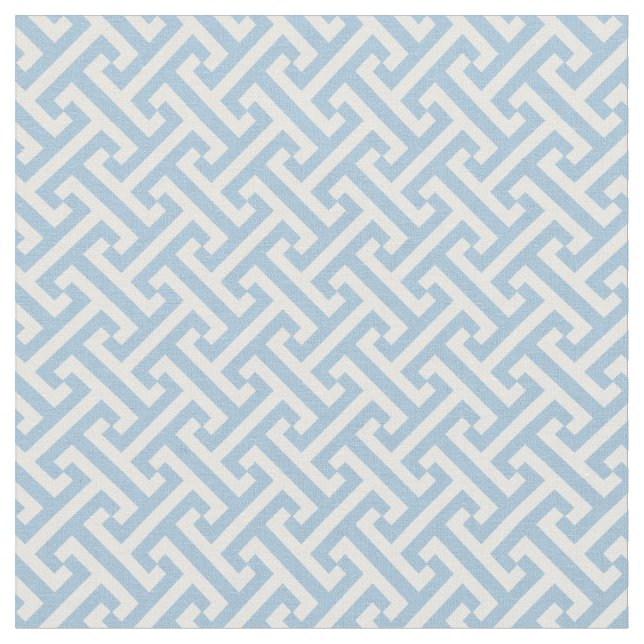 Sky Blue Greek Key Pattern Tyg (Närbild)