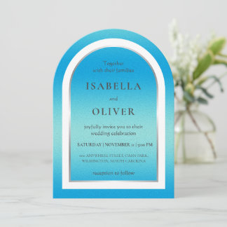 Sky blue light gradient wedding inbjudningar