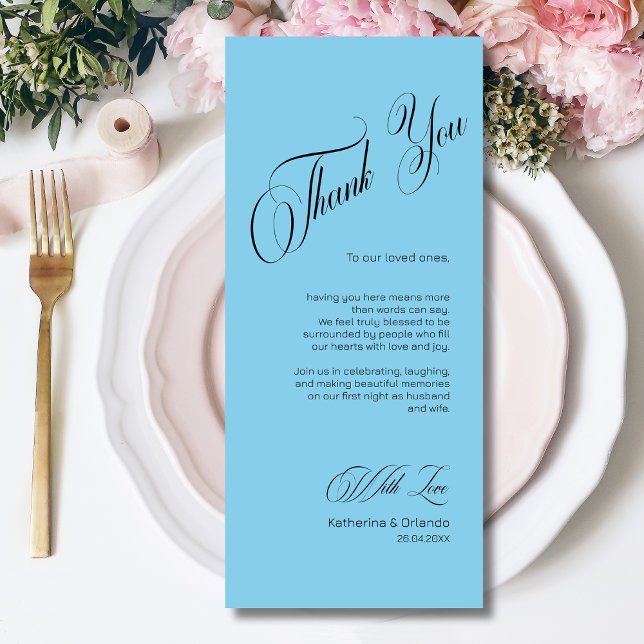 Sky Blue Modern Place Setting Thank You Card Program (Skapare uppladdad)