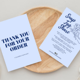 Sky Blue Snap Tag Share  Business Thank You Card Tack Kort