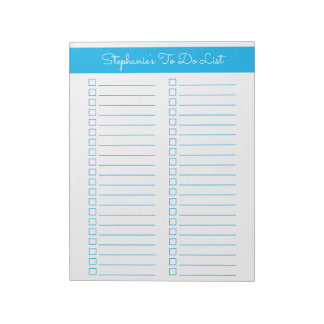 Sky Blue Vertical 8.5x11 Two Column Checklist Anteckningsblock