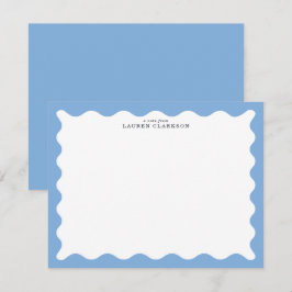 Sky Blue Wavy Frame Note Card Inbjudningar