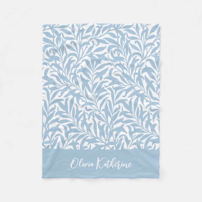 Sky Blue Willow Bough Monogrammed Fleecefilt (Framsidan)