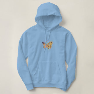 Sky Colour Hoodie With Butterfly Design For Girls T Shirt