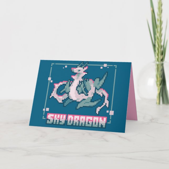 Sky Dragon, happy birthday pixel art Tack Kort (Framsida)