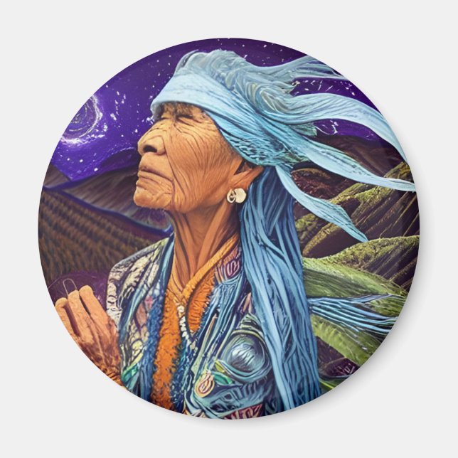 Sky Road Walker Native American Fantasykonst  Magnet (Framsidan)