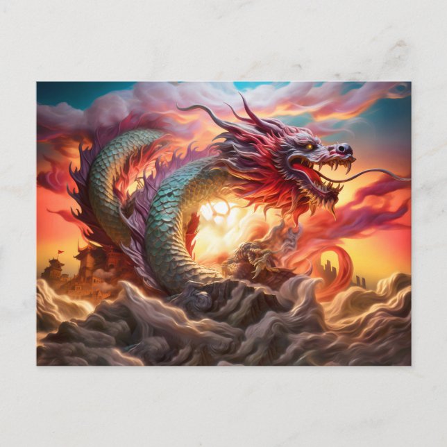 Sky Sovereign – Chinese Airbrush Dragon over Mount Vykort (Framsida)