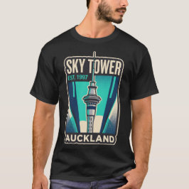 Sky Tower Auckland Nya Zeeland Vintage Resa T Shirt