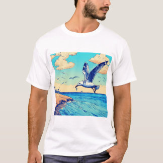 Skybound Fiskmås: A Journey of Elegance" T Shirt